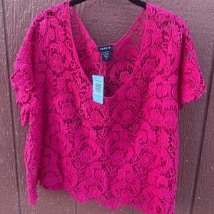 Pink Lace Crop Blouse